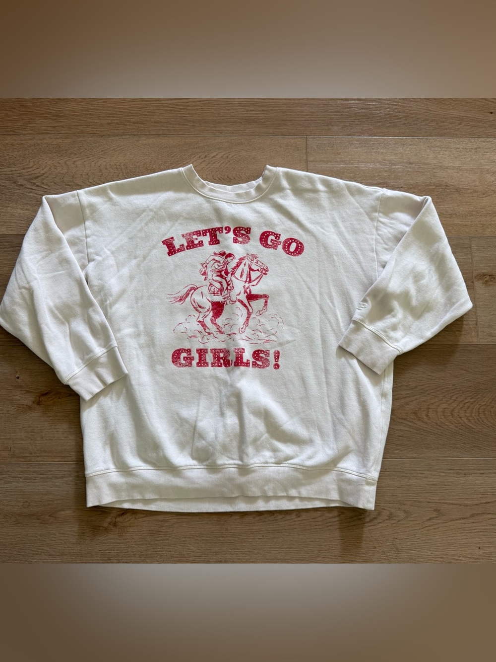 PINK Victoriaโs Secret Cowgirl Graphic Fleece Sweatshirt XL Letโs Go Girls